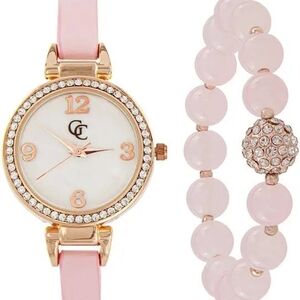 Chic Pink Watch and Bracelet Set